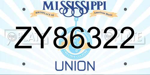ZY86322 Mississippi License Plate