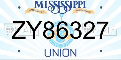 ZY86327 Mississippi License Plate