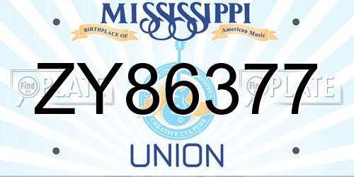 ZY86377 Mississippi License Plate