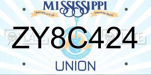 ZY8C424 Mississippi License Plate