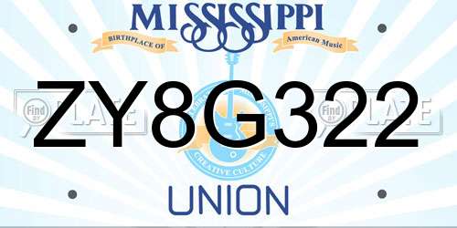 ZY8G322 Mississippi License Plate