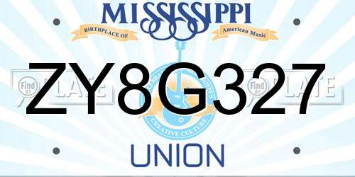 ZY8G327 Mississippi License Plate