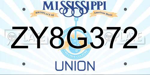 ZY8G372 Mississippi License Plate