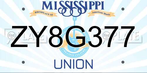 ZY8G377 Mississippi License Plate
