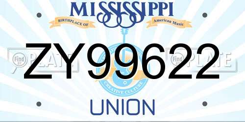 ZY99622 Mississippi License Plate