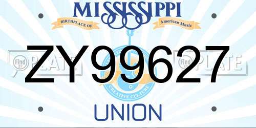 ZY99627 Mississippi License Plate