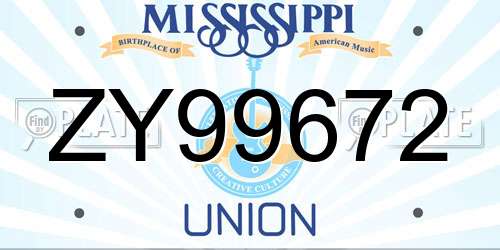 ZY99672 Mississippi License Plate