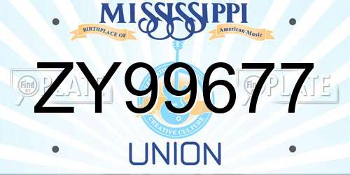 ZY99677 Mississippi License Plate