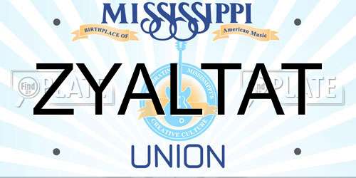ZYALTAT Mississippi License Plate