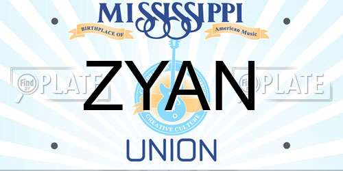 ZYAN Mississippi License Plate