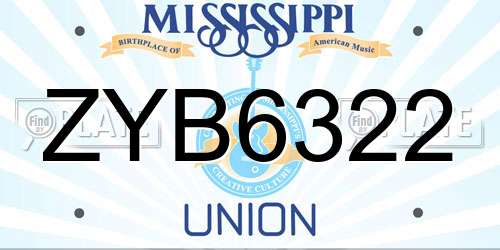 ZYB6322 Mississippi License Plate