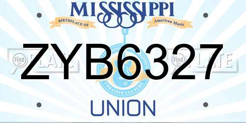 ZYB6327 Mississippi License Plate