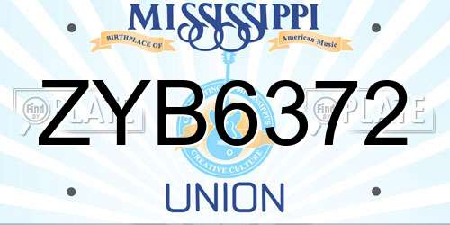 ZYB6372 Mississippi License Plate