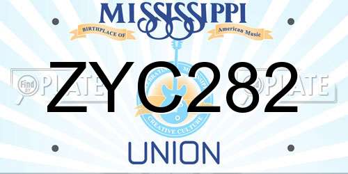 ZYC282 Mississippi License Plate