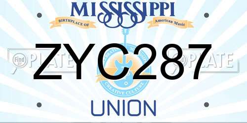 ZYC287 Mississippi License Plate