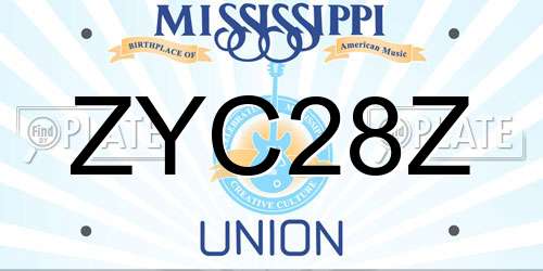 ZYC28Z Mississippi License Plate