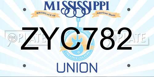 ZYC782 Mississippi License Plate