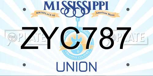 ZYC787 Mississippi License Plate