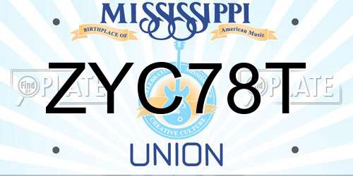 ZYC78T Mississippi License Plate