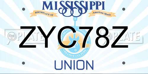 ZYC78Z Mississippi License Plate