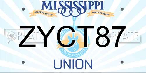 ZYCT87 Mississippi License Plate