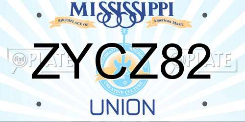 ZYCZ82 Mississippi License Plate