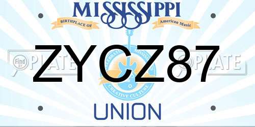 ZYCZ87 Mississippi License Plate