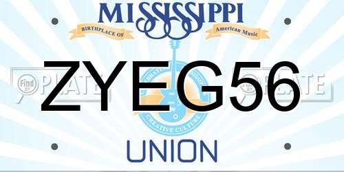ZYEG56 Mississippi License Plate