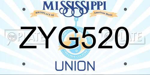 ZYG520 Mississippi License Plate