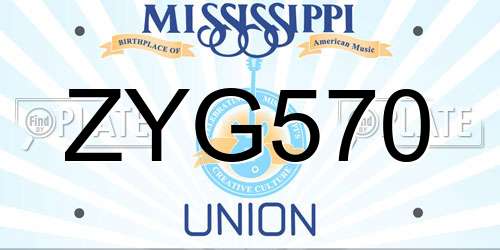 ZYG570 Mississippi License Plate