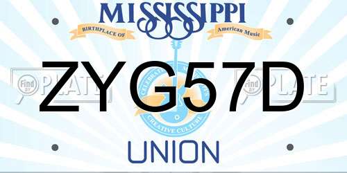 ZYG57D Mississippi License Plate