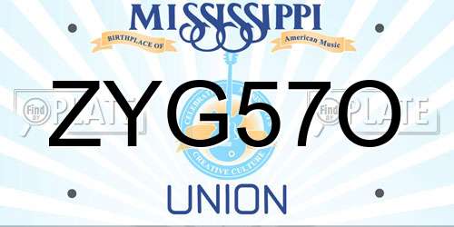 ZYG57O Mississippi License Plate