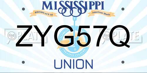 ZYG57Q Mississippi License Plate