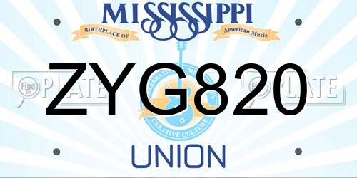 ZYG820 Mississippi License Plate