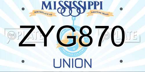 ZYG870 Mississippi License Plate