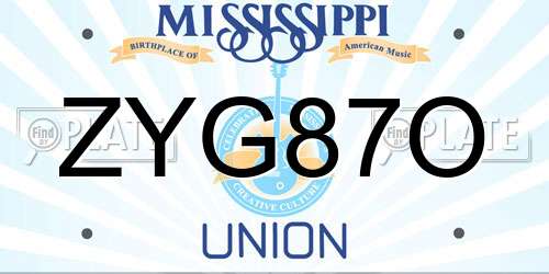 ZYG87O Mississippi License Plate
