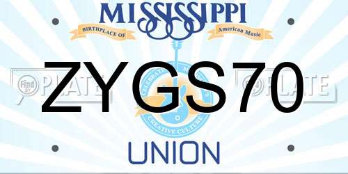 ZYGS70 Mississippi License Plate