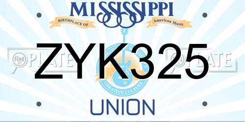 ZYK325 Mississippi License Plate
