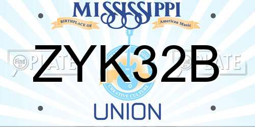 ZYK32B Mississippi License Plate