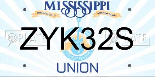 ZYK32S Mississippi License Plate