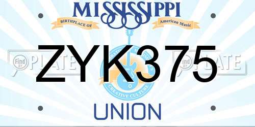 ZYK375 Mississippi License Plate