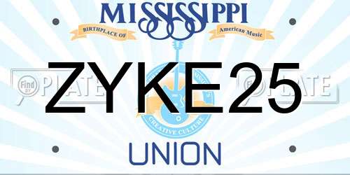 ZYKE25 Mississippi License Plate