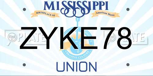 ZYKE78 Mississippi License Plate