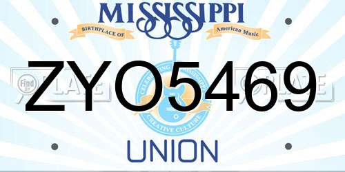 ZYO5469 Mississippi License Plate