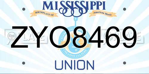 ZYO8469 Mississippi License Plate