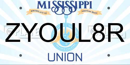 ZYOUL8R Mississippi License Plate