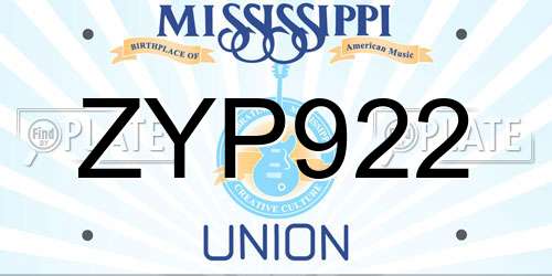 ZYP922 Mississippi License Plate