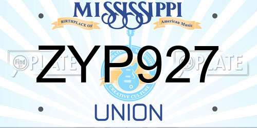 ZYP927 Mississippi License Plate