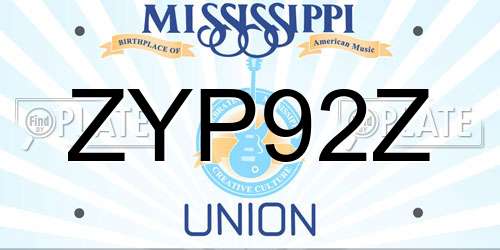 ZYP92Z Mississippi License Plate