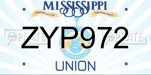 ZYP972 Mississippi License Plate